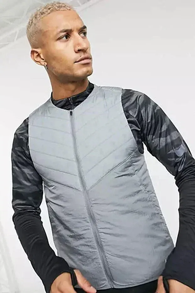 Мужской жилет без рукавов с принтом Running Aerolayer Insulated Gilet Convertible Into Reflective Bag Nike, Gray