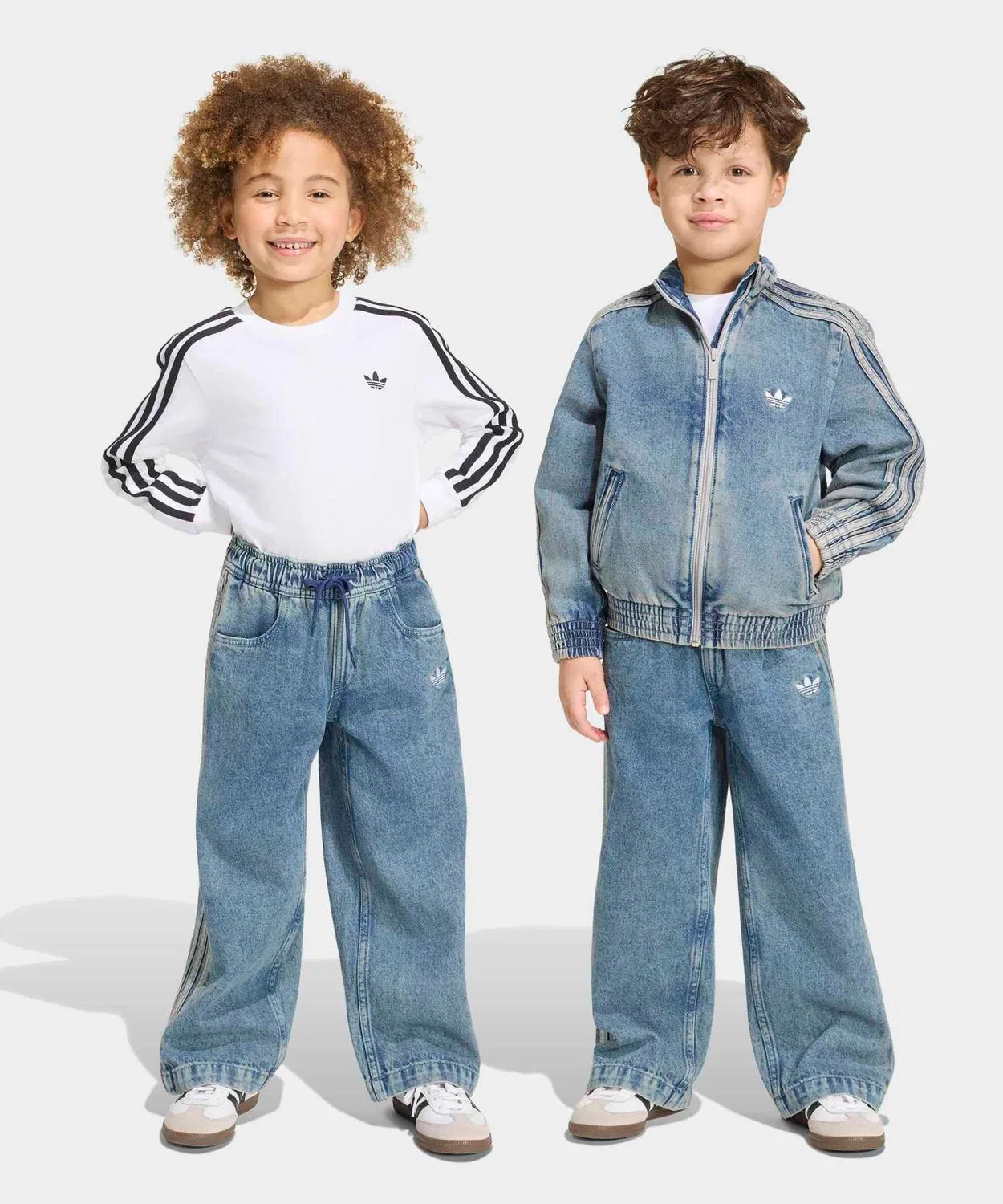 Детские джинсовые брюки свободного кроя с принтом Firebird Adidas Originals, Blue