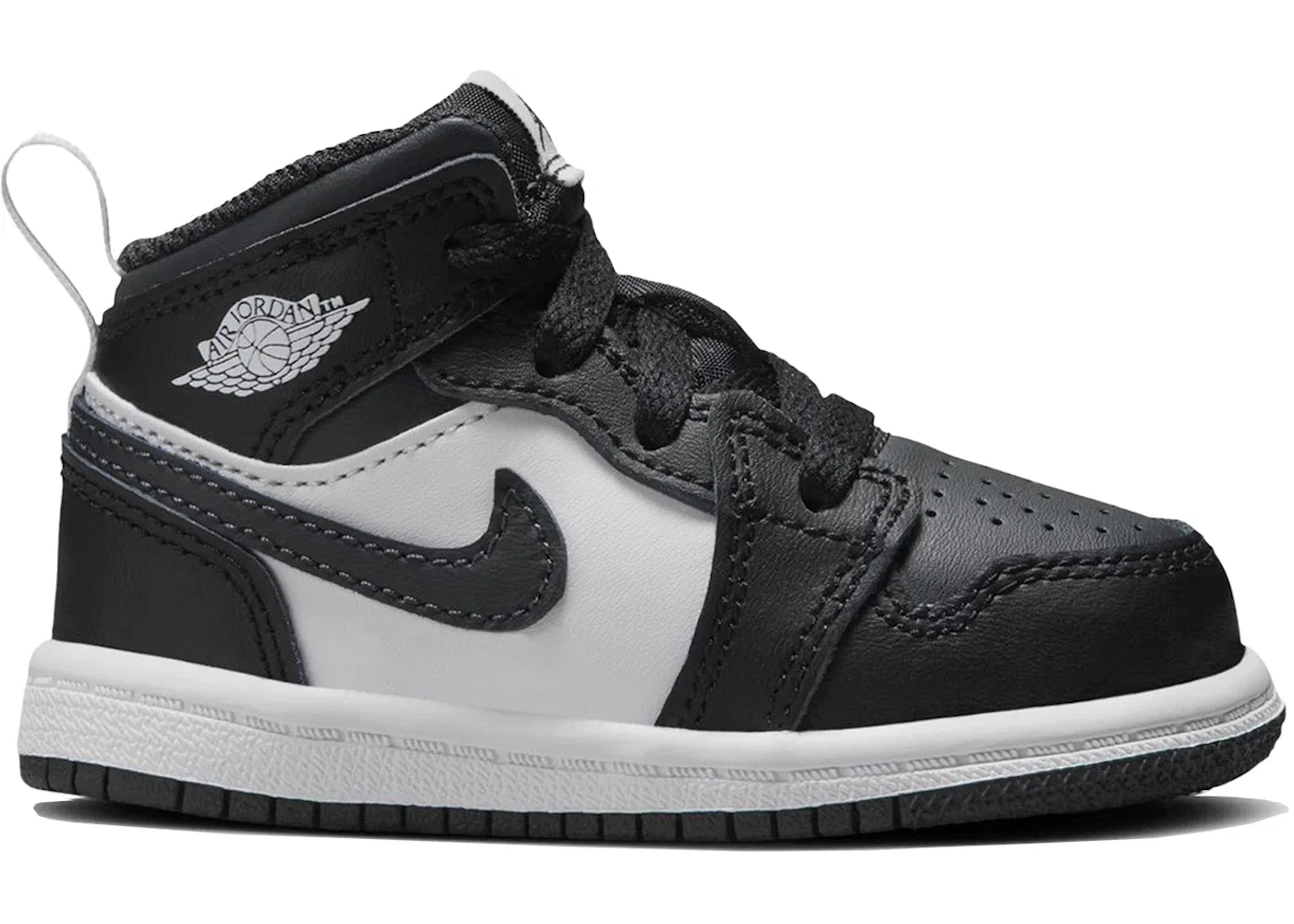 Детские кроссовки с длинным шнурком Jordan 1 Mid Jordan, Black/Summit White/Off Noir