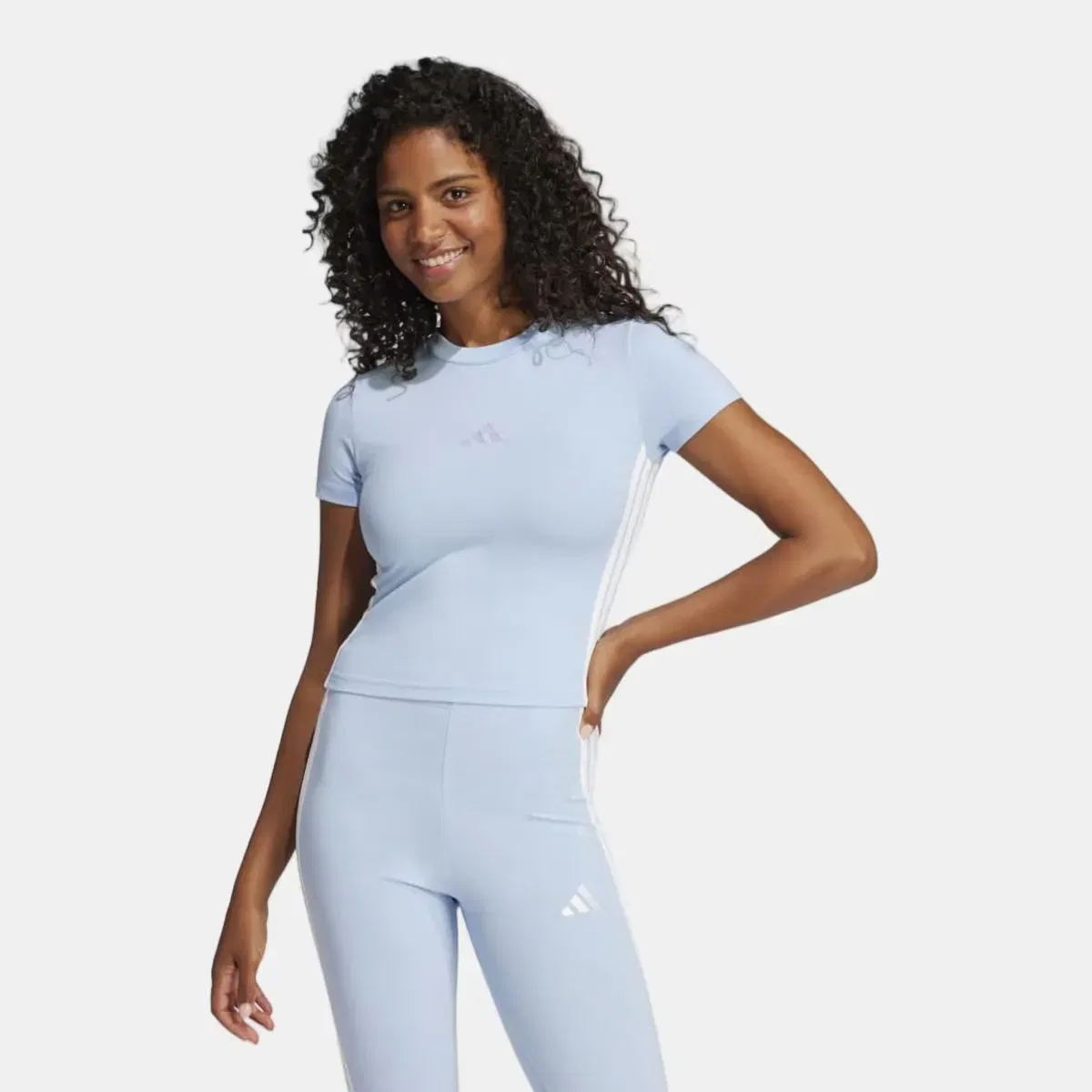 Женская футболка с коротким рукавом Essentials Slim Baby 3 bandas adidas, Синий