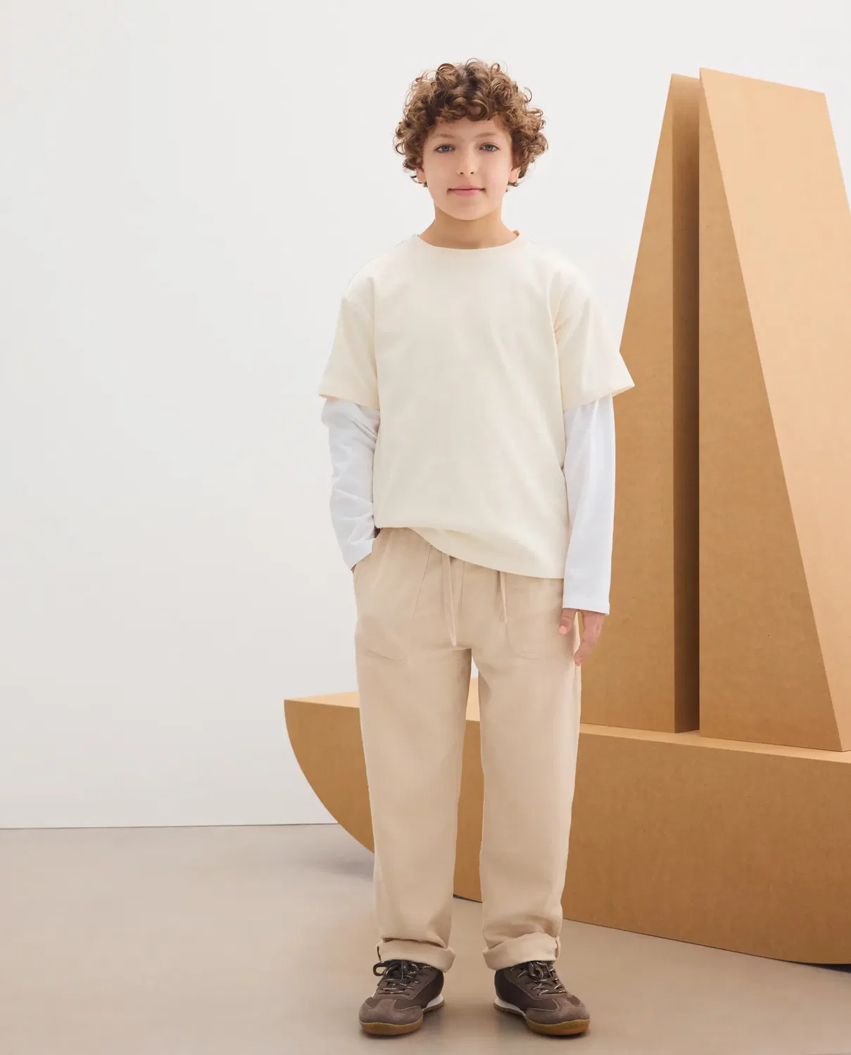 Детские штаны карго для мальчиков льняные Kids El Corte Inglés, Beige