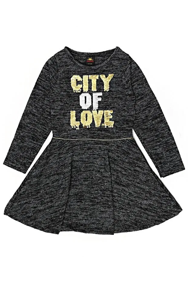 Детское платье для девочек с пайетками Reversible sequined baby girls & kids long sleeve seasonal dress Dobakids, Anthracite