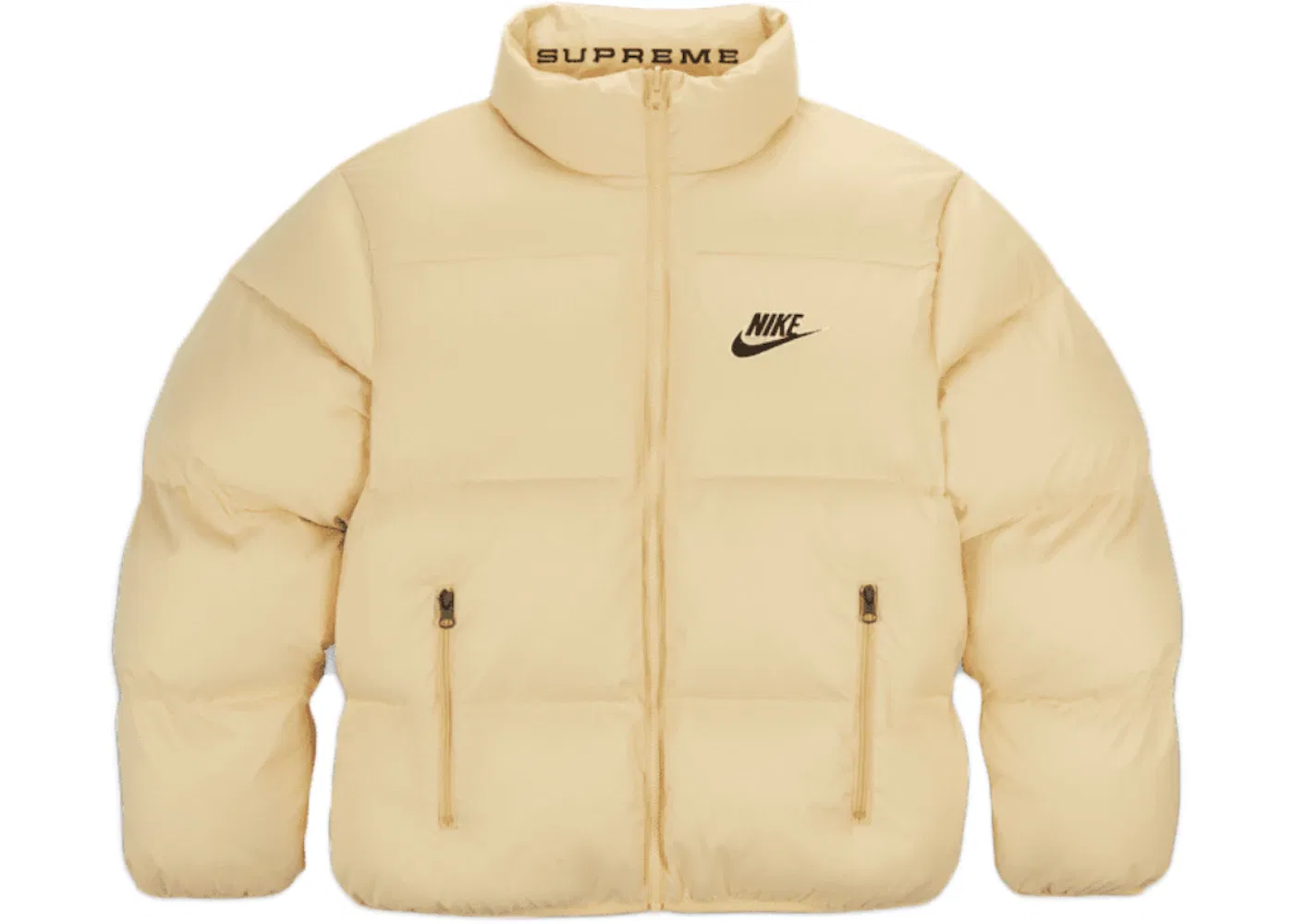 Мужская пуховая куртка реверсивная с принтом Supreme Nike Pale Yellow