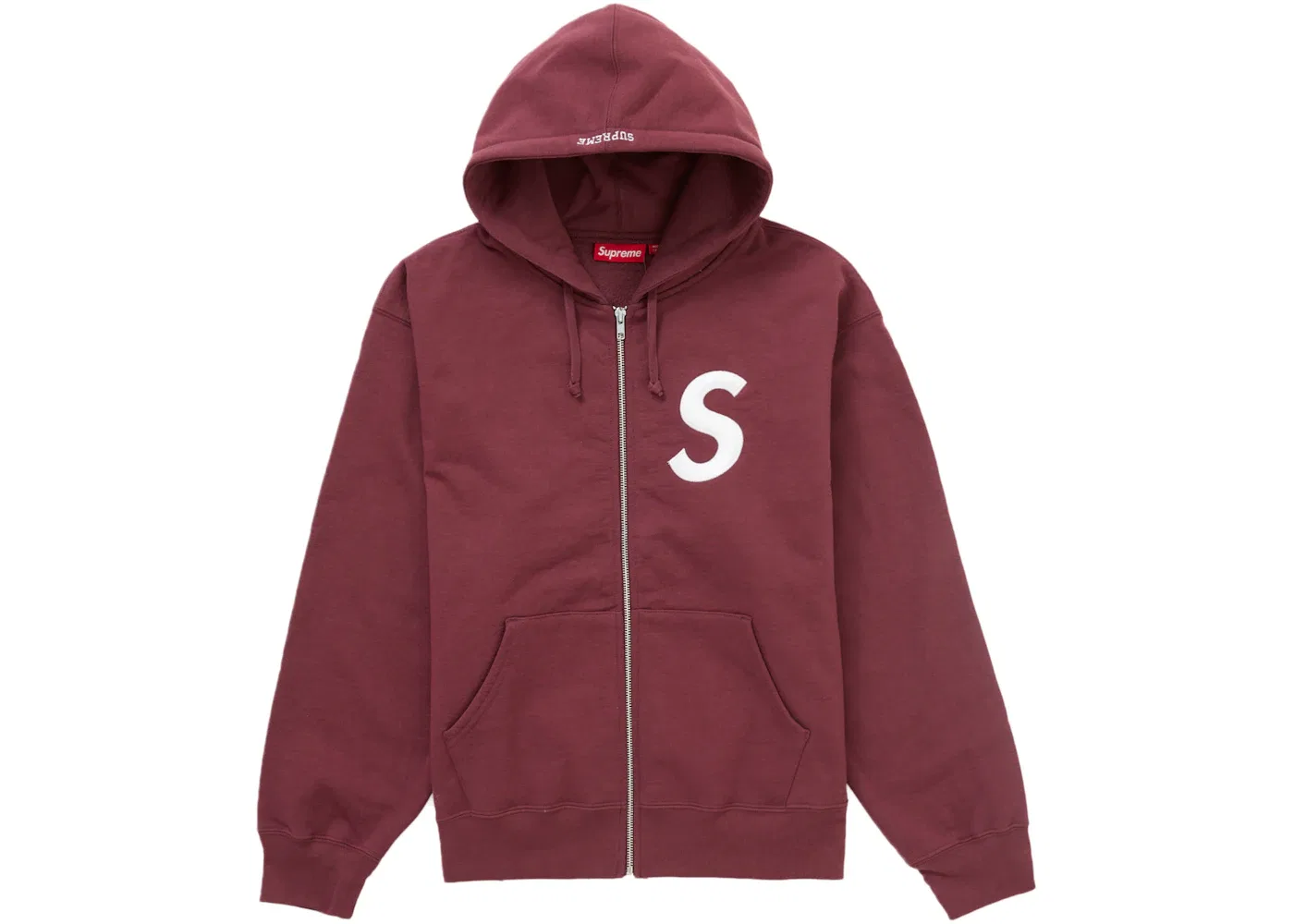 Мужская худи с молнией Supreme S Logo Zip Up Hooded Sweatshirt (FW24), Maroon