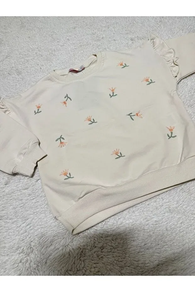 Детские свитшот для девочек с цветочным принтом Pini Co, Nude Color — фото 4