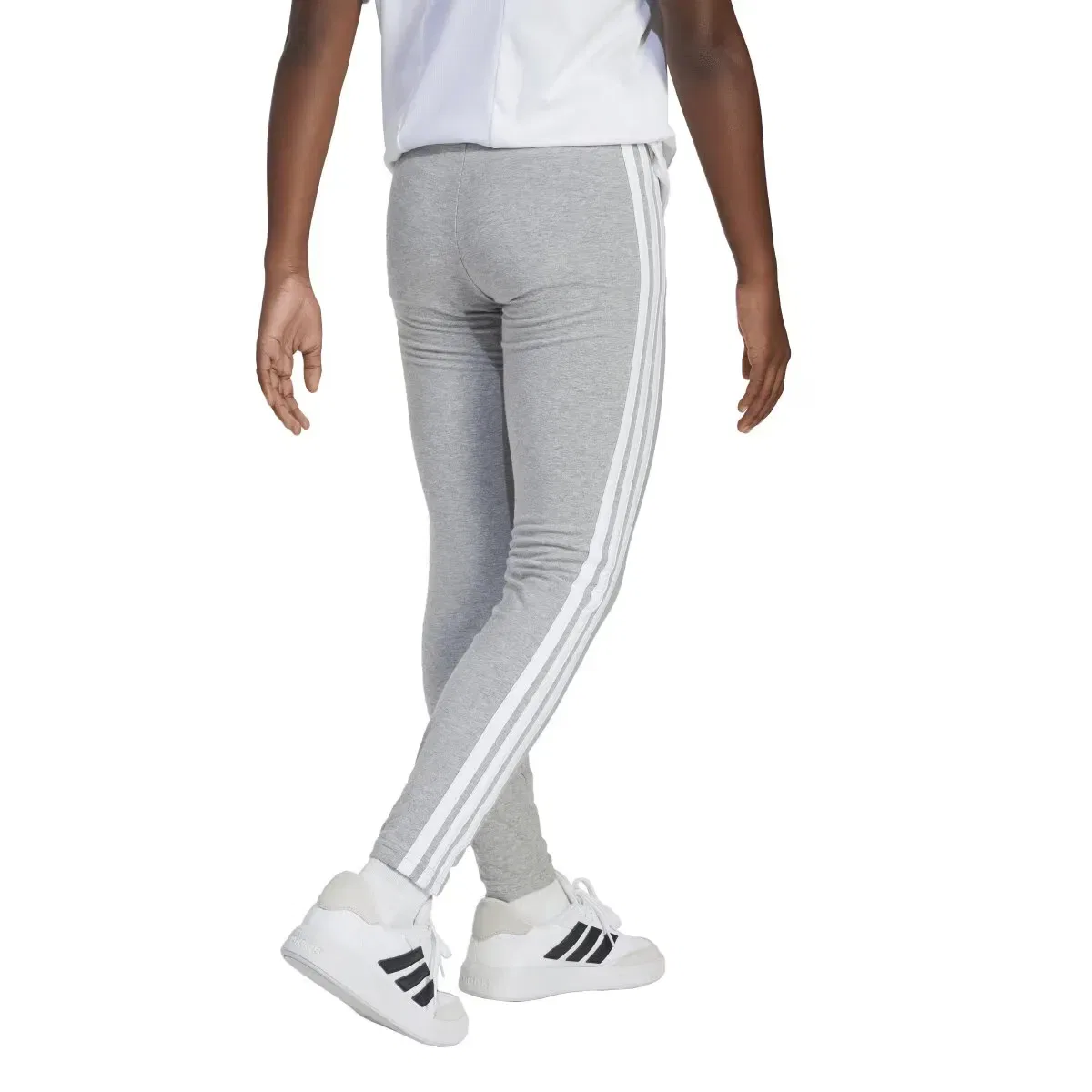 Детские леггинсы для девочек хлопковые с логотипом adidas, Gris — фото 3