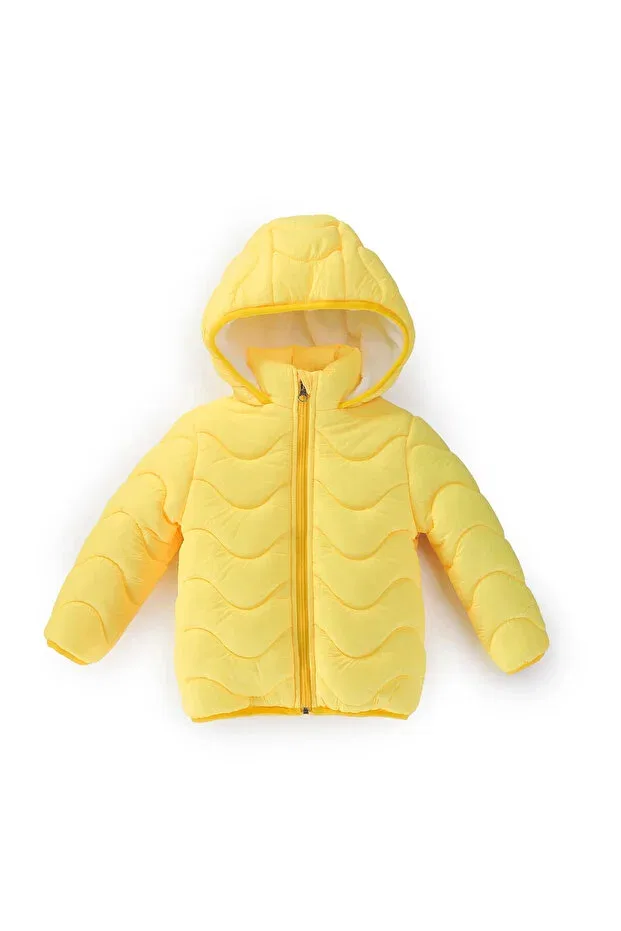 Детское пальто для девочек пуховое Patterned baby girl coat 50129 My Hanne, Yellow