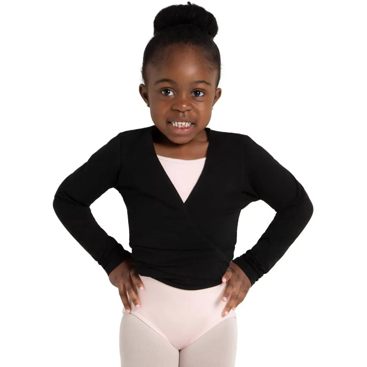 Детский топ для девочек с длинным рукавом Wrap Top Capezio, Black
