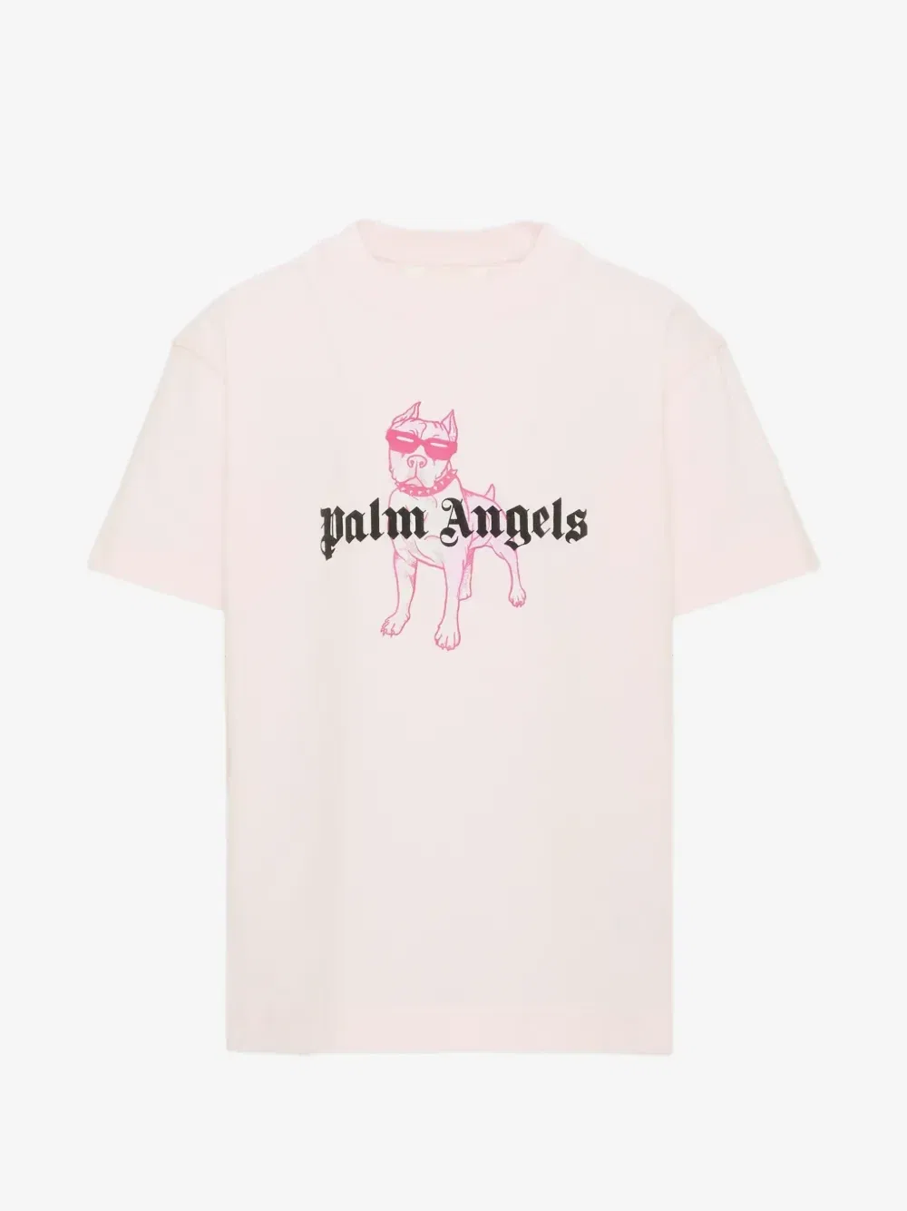 Футболка с логотипом и принтом собаки Palm Angels Kids, розовый
