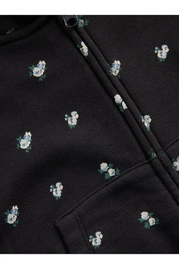 Детское худи для девочек с принтом VintageSoft Oversized Logo Zipper Gap, Black — фото 2