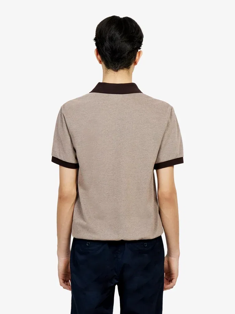 Футболка поло с открытым воротником, Basic LACOSTE, Brown — фото 3