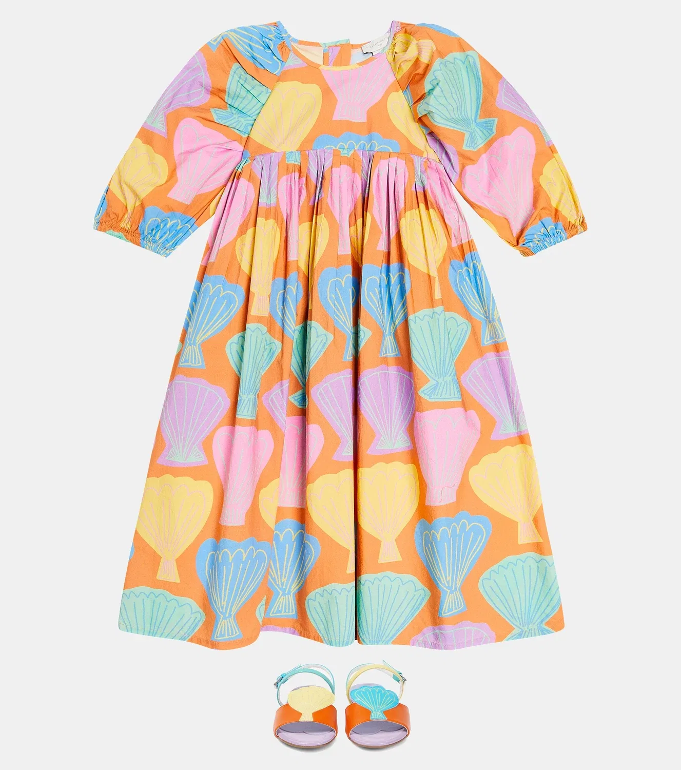 Платье хлопковое Stella Mccartney Kids, оранжевый — фото 2