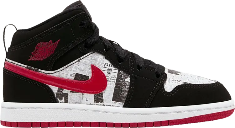 

Кроссовки Air Jordan 1 Mid SE PS Newspaper Air Times, черный