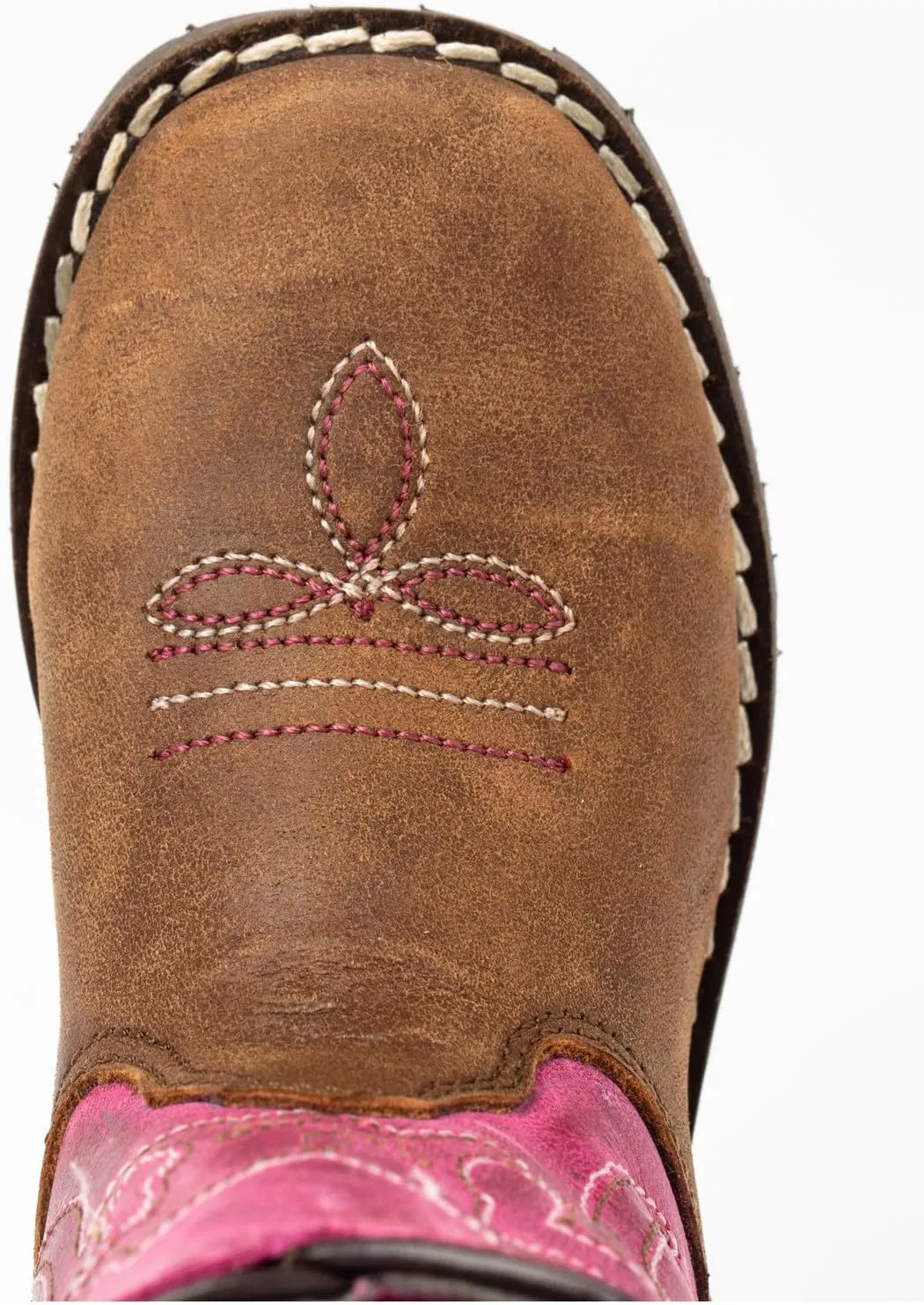Детские сапоги для девочек с круглым носком Lil Lainie Western Boot Shyanne, Brown/Pink — фото 2