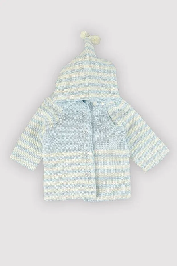Детский кардиган с капюшоном Little Baby, Blue-Ecru