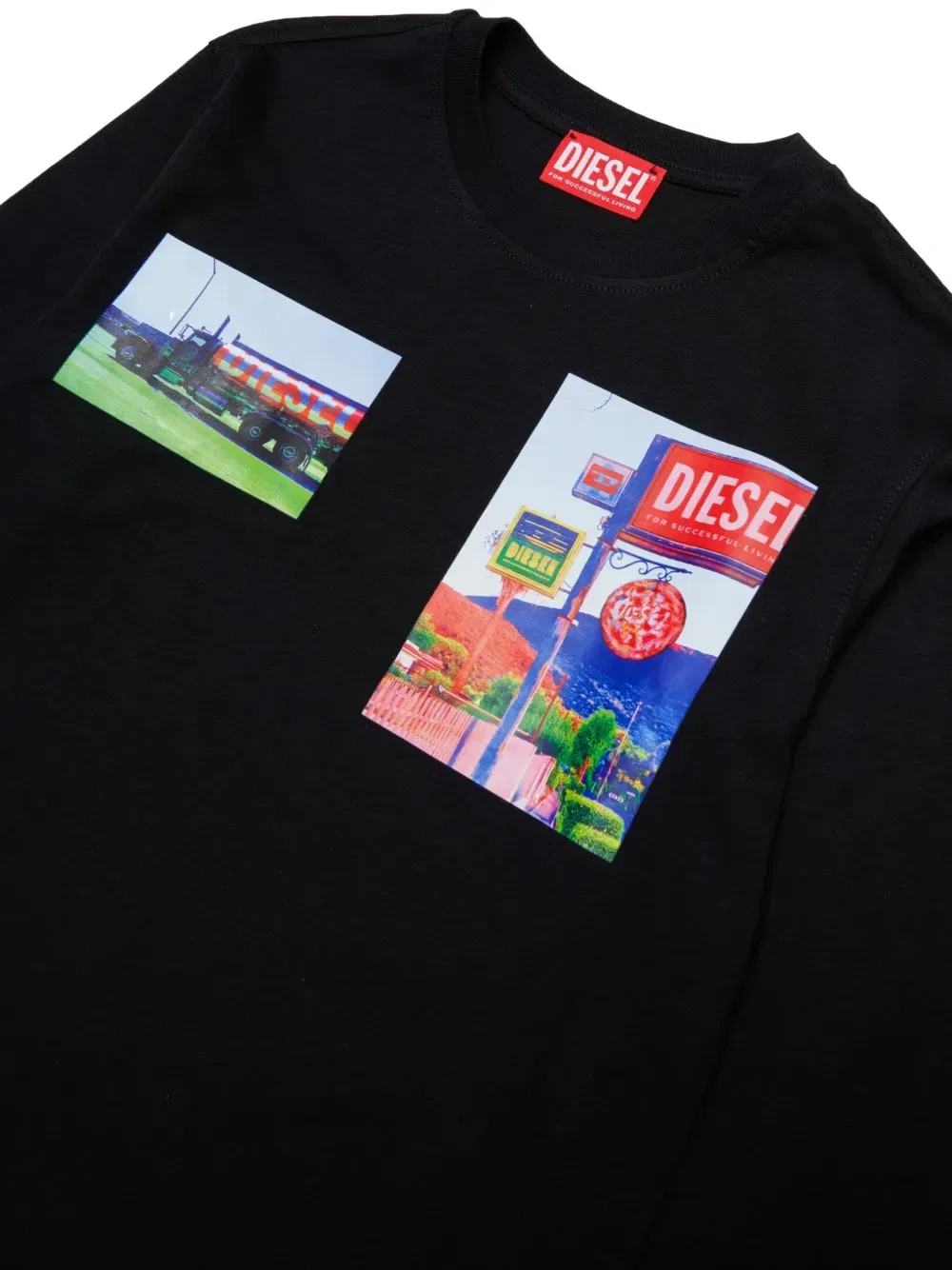 Футболка с длинными рукавами и графичным принтом Diesel Kids, черный — фото 3