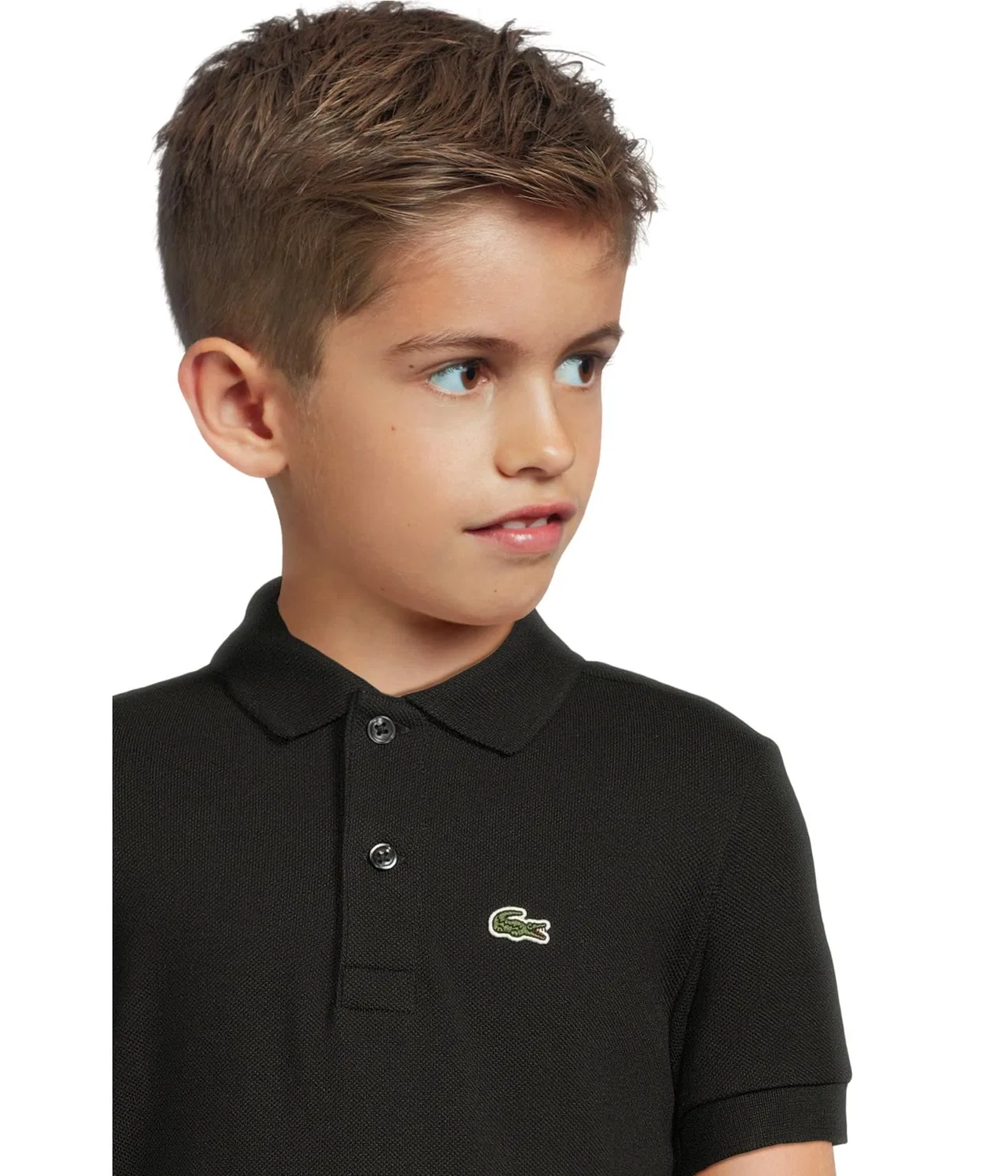 Монохромная рубашка поло из пике Lacoste Kids, Noir — фото 4