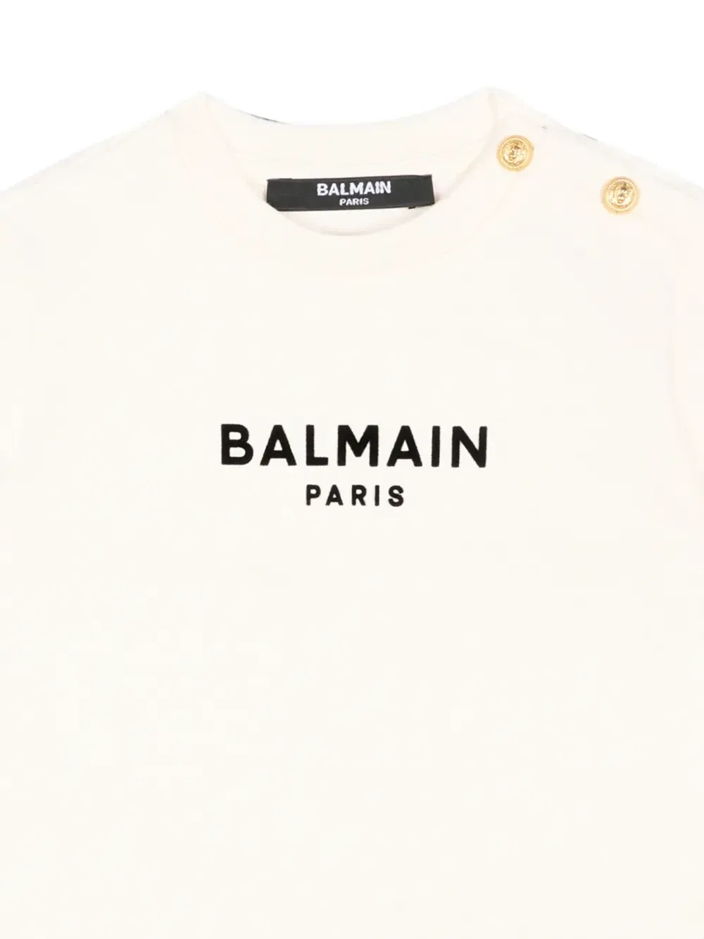 Футболка с логотипом и пуговицами Balmain Kids, бежевый — фото 3