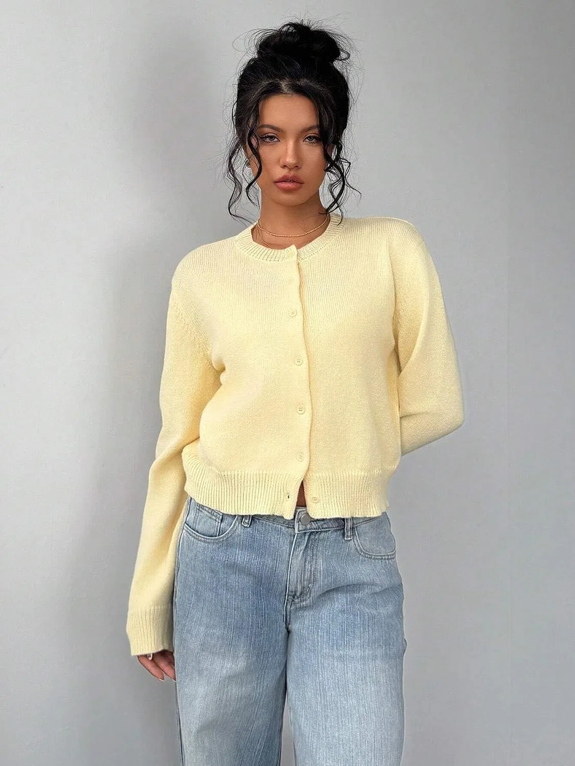 Женская пляжная накидка с круглым вырезом и длинным рукавом, Mustard Yellow — фото 3