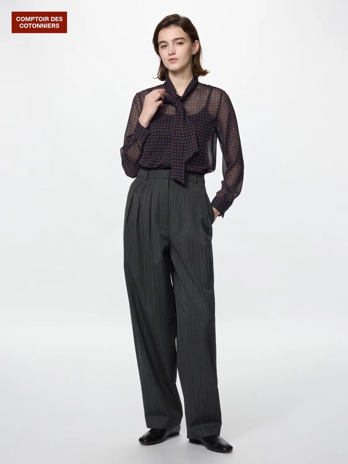 Брюки Uniqlo, широкие шерстяные с удлиненной длиной, темно-серый