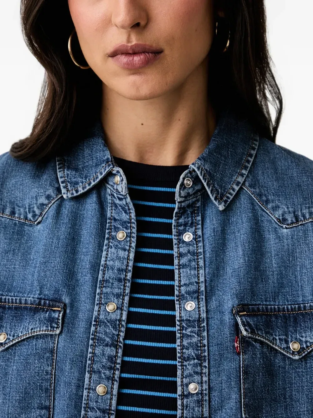 Джинсовая рубашка в ковбойском стиле Heritage Levi's, синий — фото 4