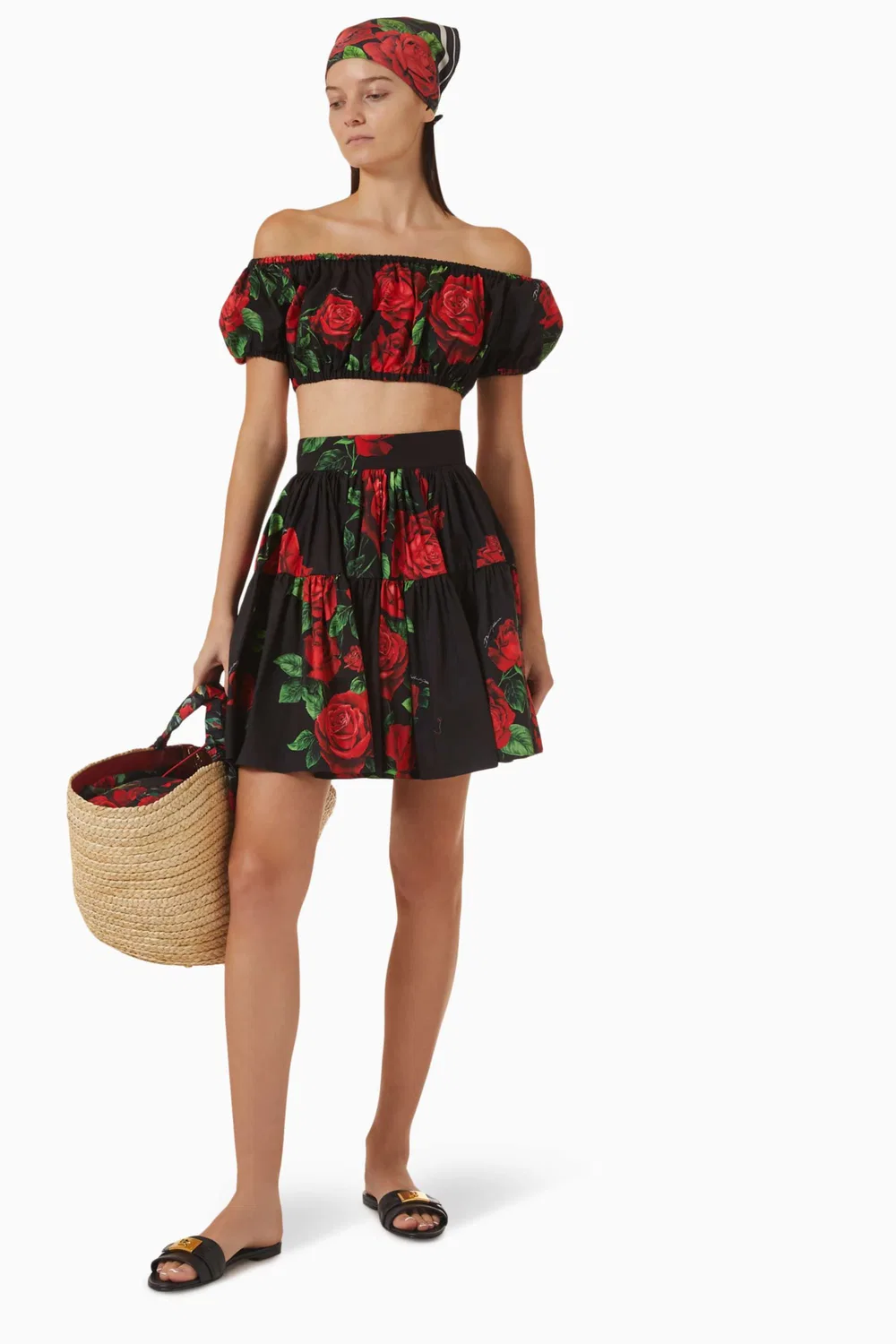 Юбка мини с принтом роз Dolce & Gabbana — фото 2