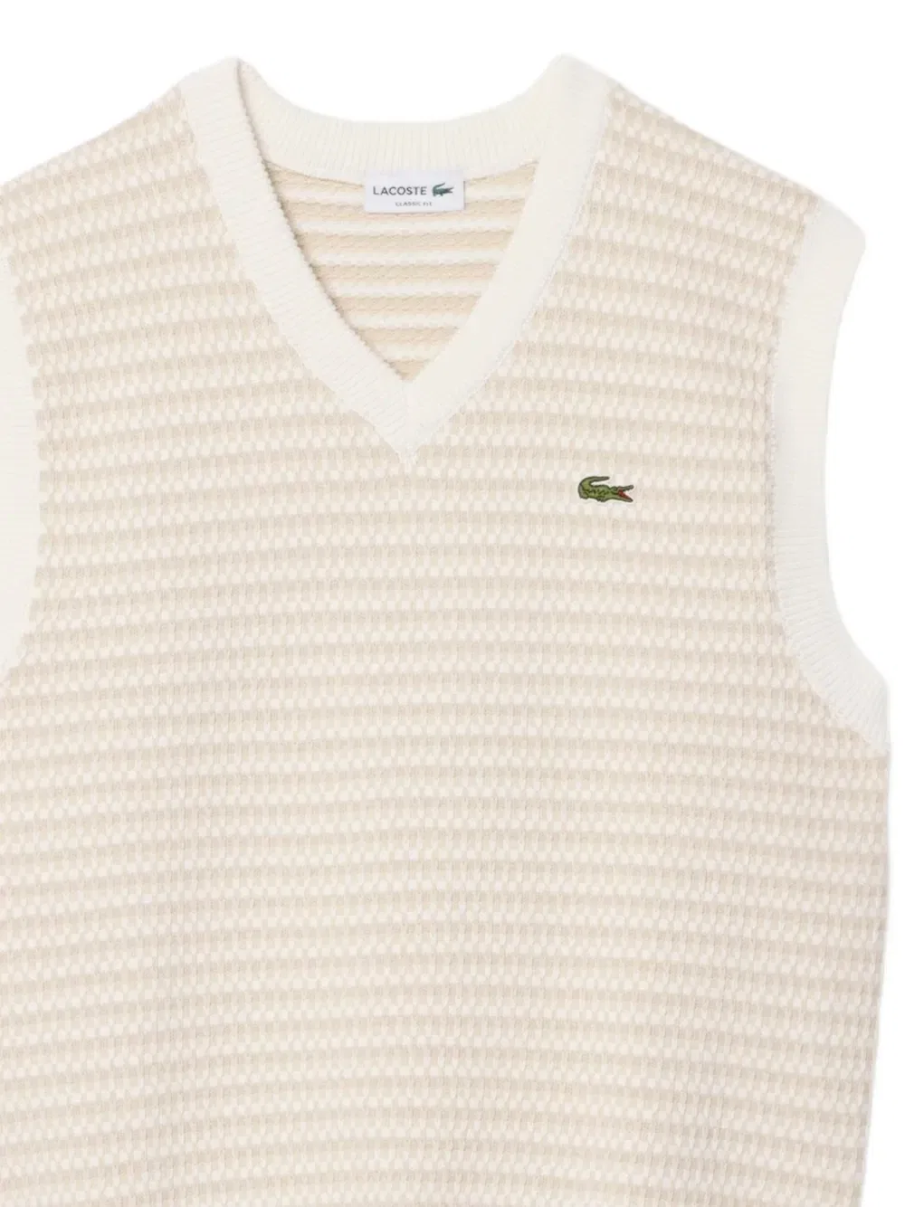 Топ с V-образным вырезом и нашивкой-логотипом Lacoste, бежевый — фото 2