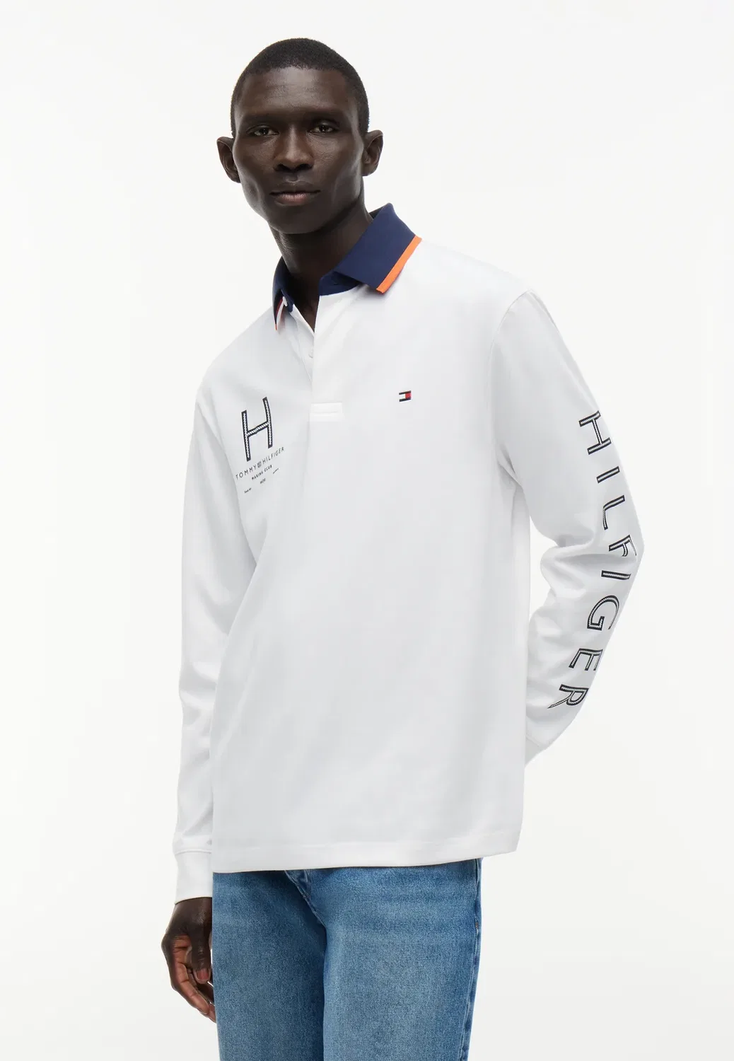 Спортивная футболка с длинными рукавами в стиле парусиновой расцветки Tommy Hilfiger, White
