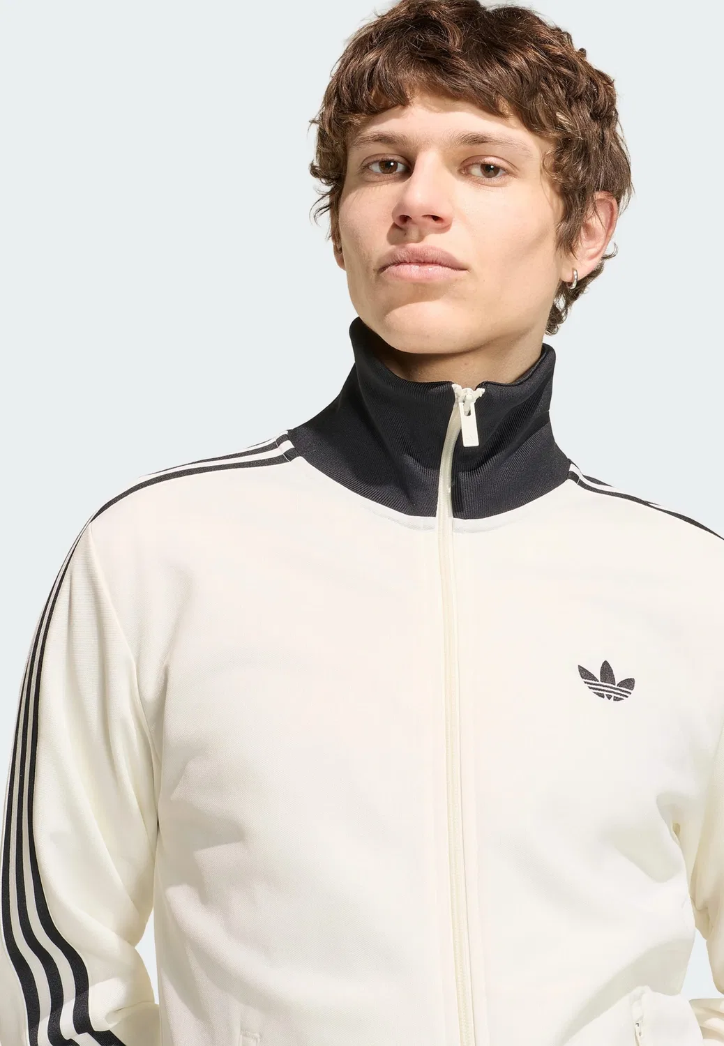 Толстовка на молнии Adidas Originals Classic в белом цвете Wool White — фото 4