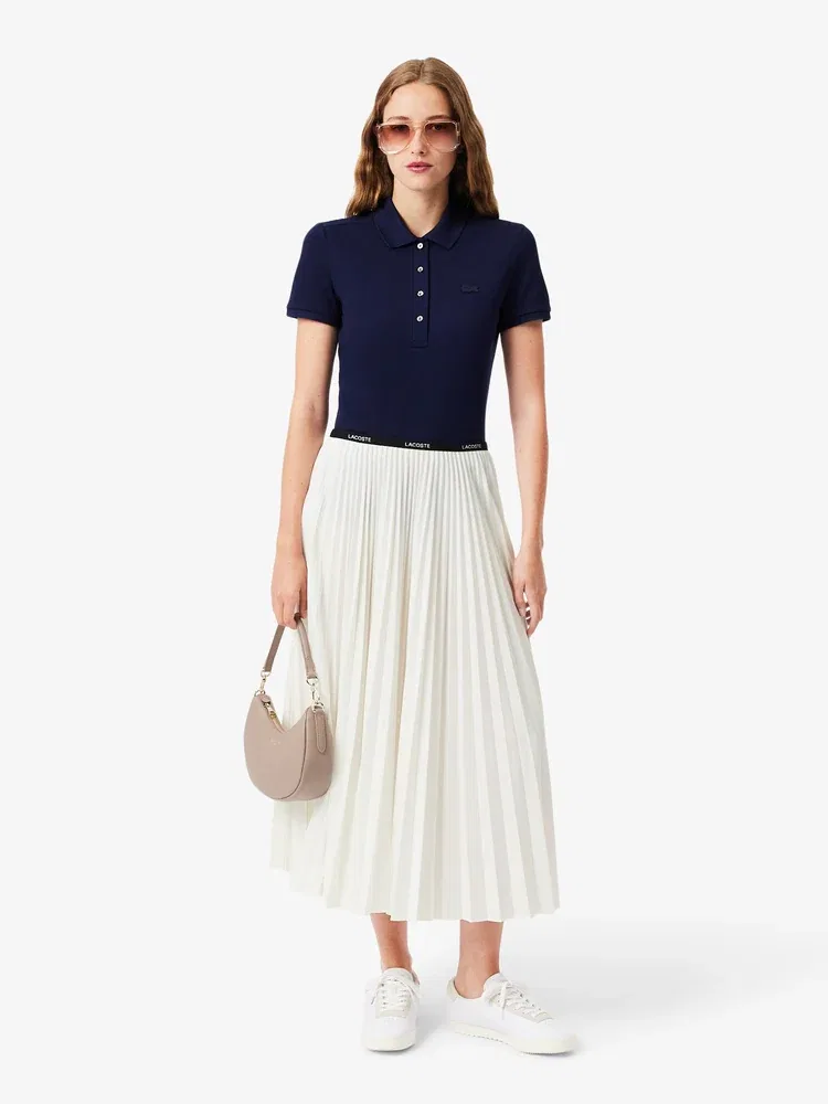 Юбка длинная LACOSTE Essential, плиссированная, белая — фото 4
