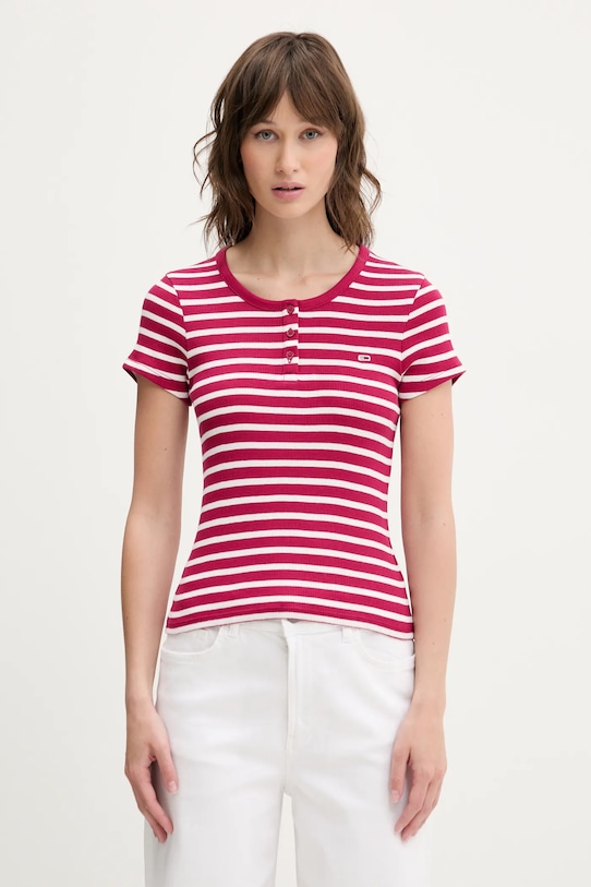 

Хлопковая футболка Tommy Jeans, розовый