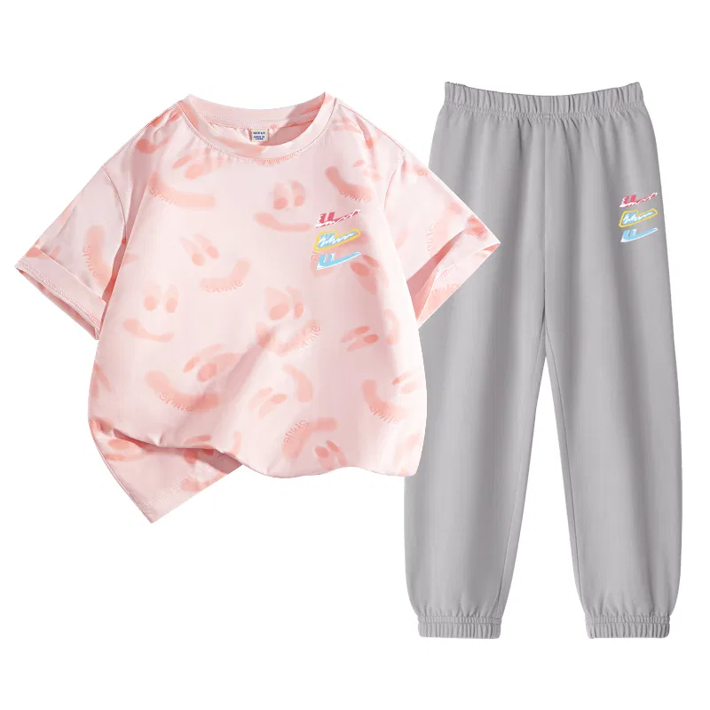 Детский спортивный комплект с круглым вырезом, Pink/H Series K-Gray/H Series K, WARRIOR
