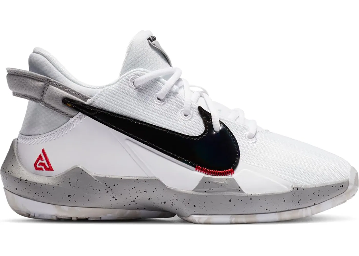 Детские кроссовки для мальчиков с липучками Nike Zoom Freak 2, White/White-University Red-Grey Fog