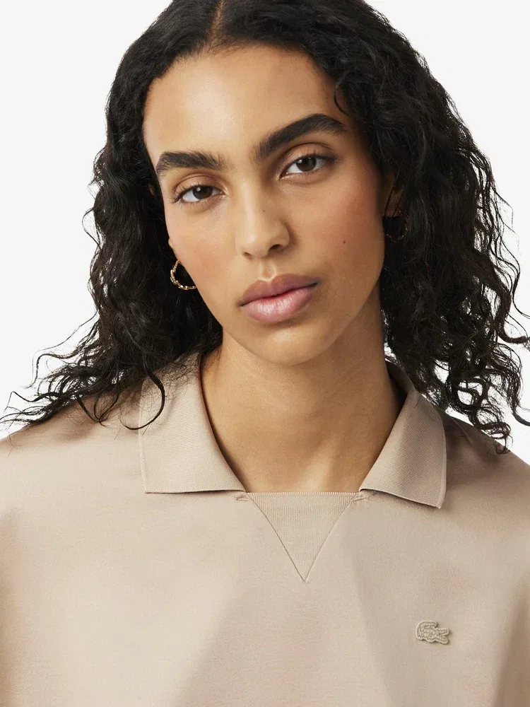 Блуза-поло LACOSTE Beige из сатина CF9802, женская, элегантная — фото 2