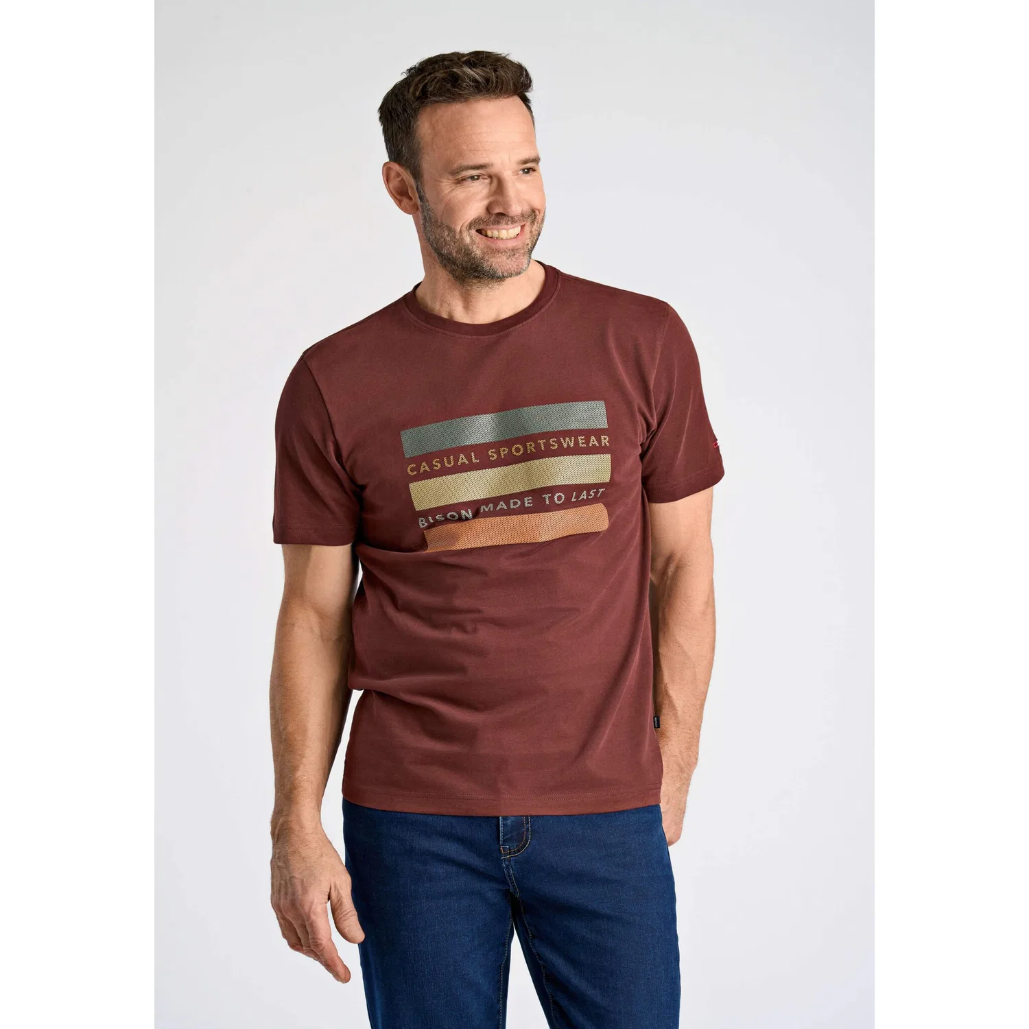 Детская хлопковая футболка Comfort Fit BISON, Burgundy