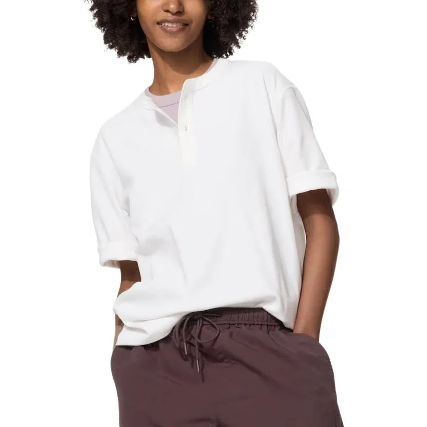 Детская футболка с воротником-стойкой UNIQLO, White