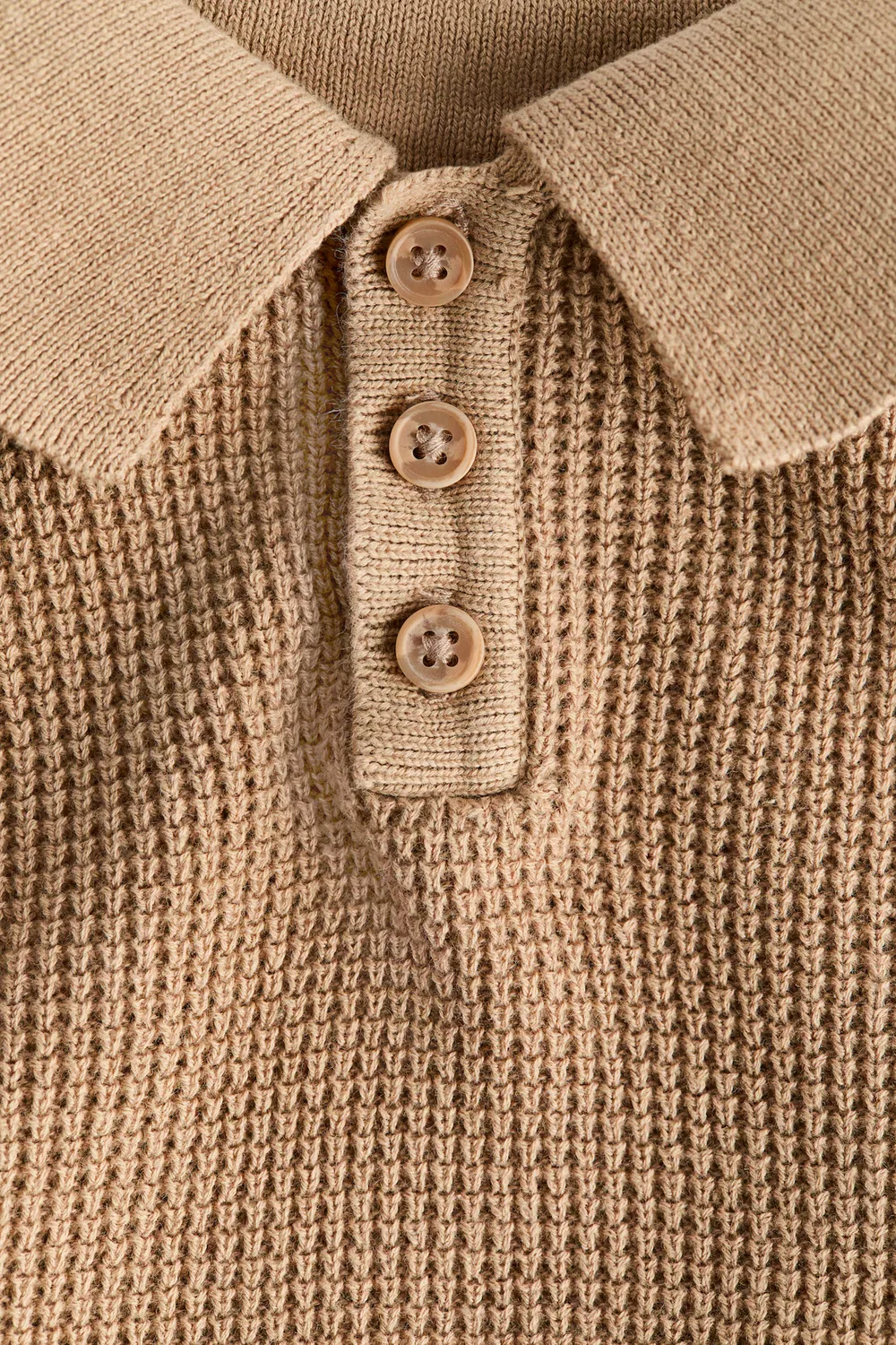 Рубашка-Поло из тонкой вязки H&M, Dunkelbeige — фото 2
