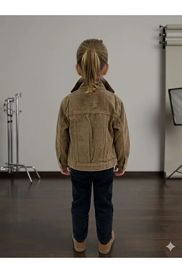 Детское джинсовое пальто-жакет Girl'S Denim Jacket Coat Ysferbutik, Brown — фото 2