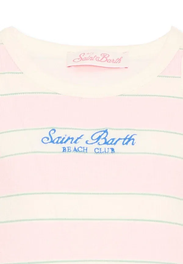 Топ хлопковый полосатый Top Mc2 Saint Barth, Pink, розовый — фото 3
