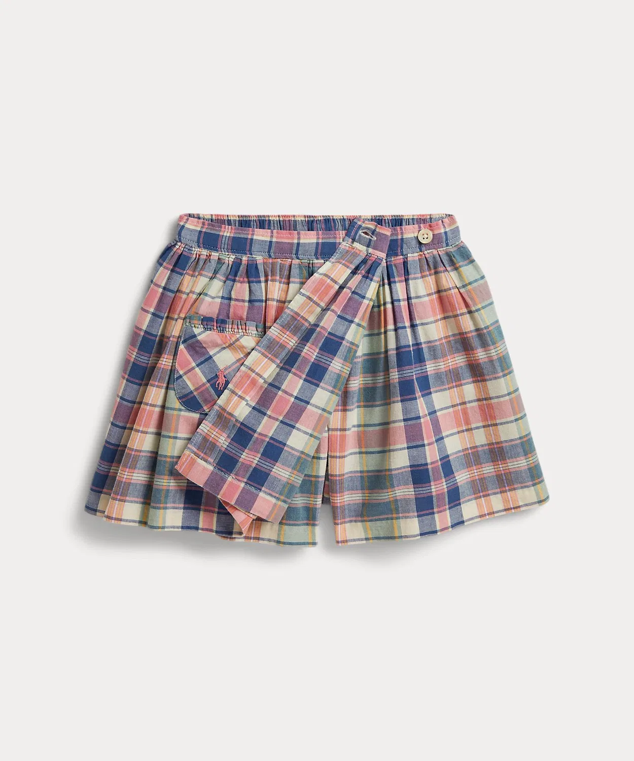 Детская юбка-шорты хлопковая в клетку с запахом Polo Ralph Lauren Childrenswear, Multi — фото 3