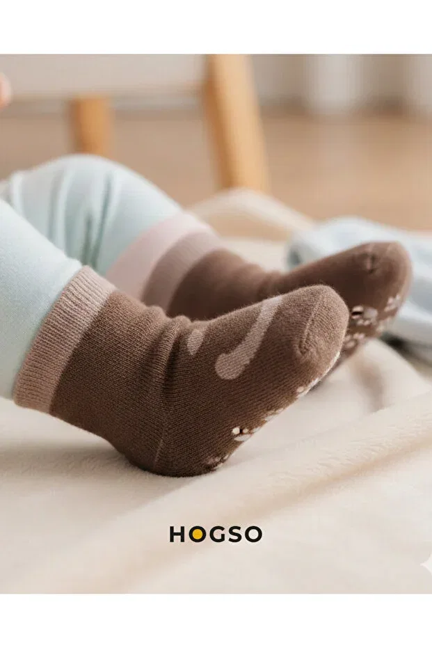 Детские носки с принтом 5-Piece tiny traces non-slip b printed towel socks Hogso, Multicolor — фото 3