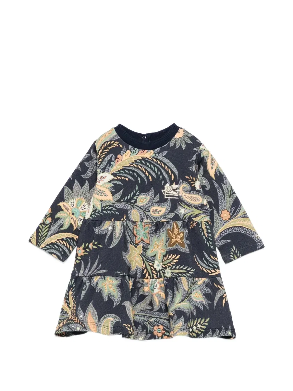 Ярусное платье с принтом пейсли Etro Kids, синий