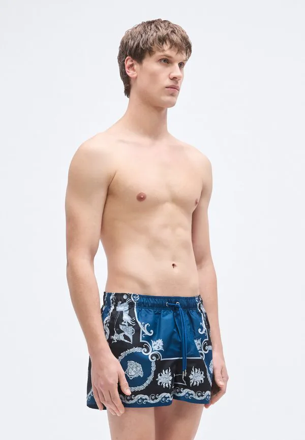 Плавки с принтом "мифический барокко" Versace, Black/Petrol Blue — фото 4
