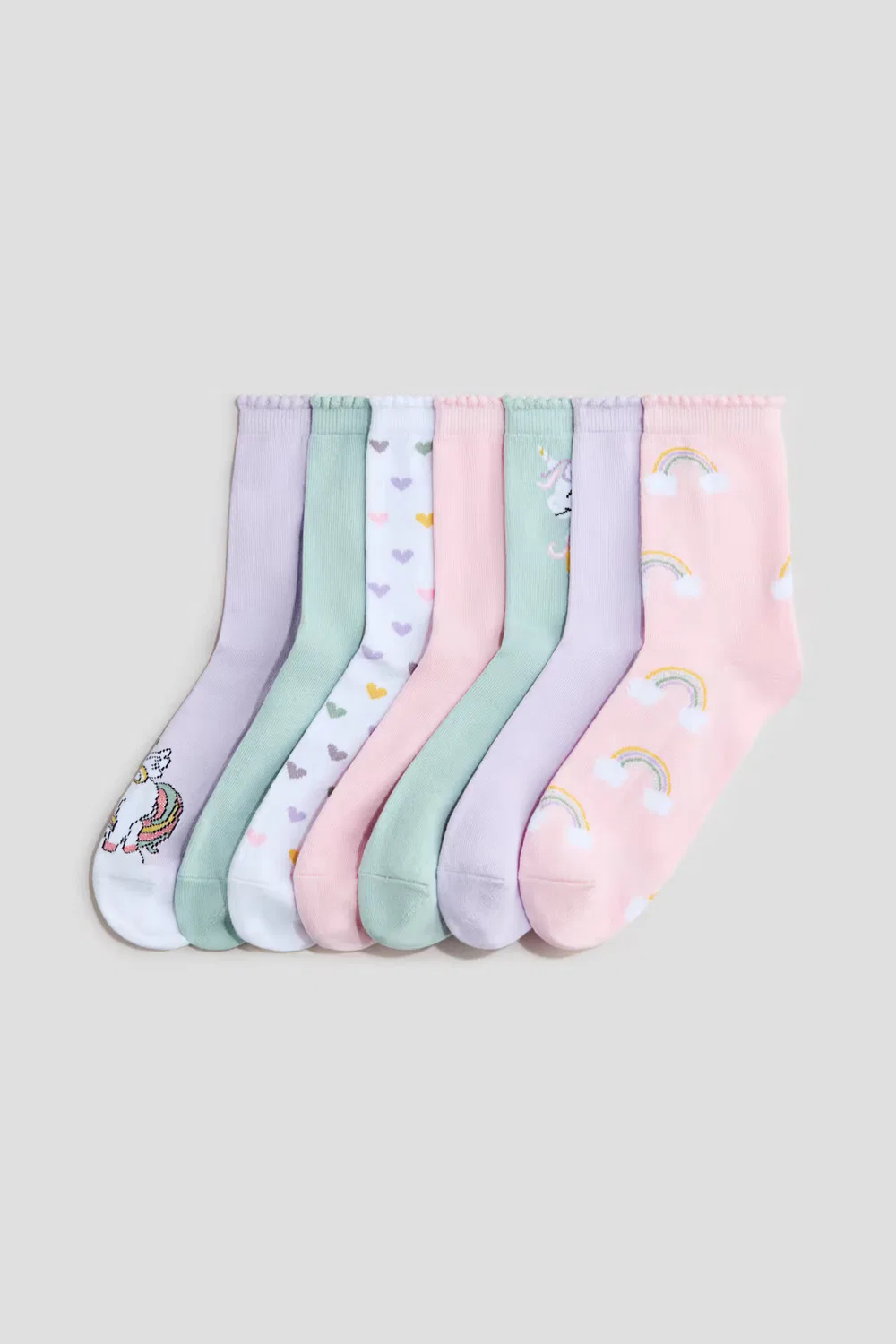 7 пар носков в упаковке H&M, Hellrosa/Regenbögen
