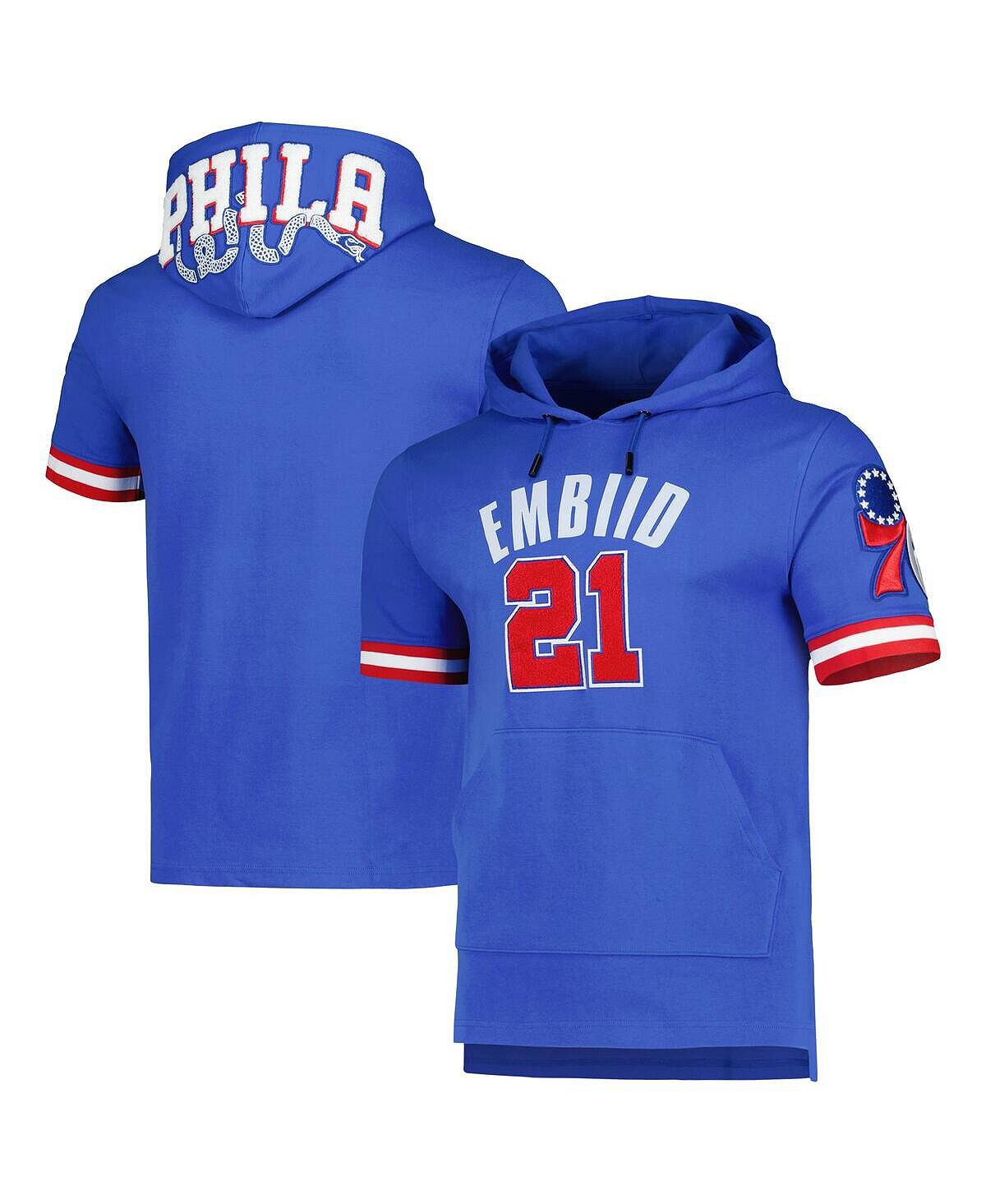 

Мужская толстовка с капюшоном с коротким рукавом joel embiid royal philadelphia 76ers с именем и номером Pro Standard