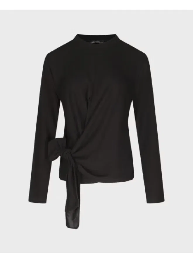 Футболка трикотажная с поясом Zara, черный