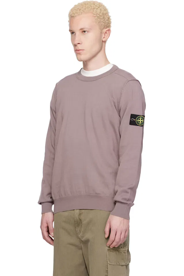 Фиолетовый мягкий свитер из органического хлопка Stone Island — фото 4