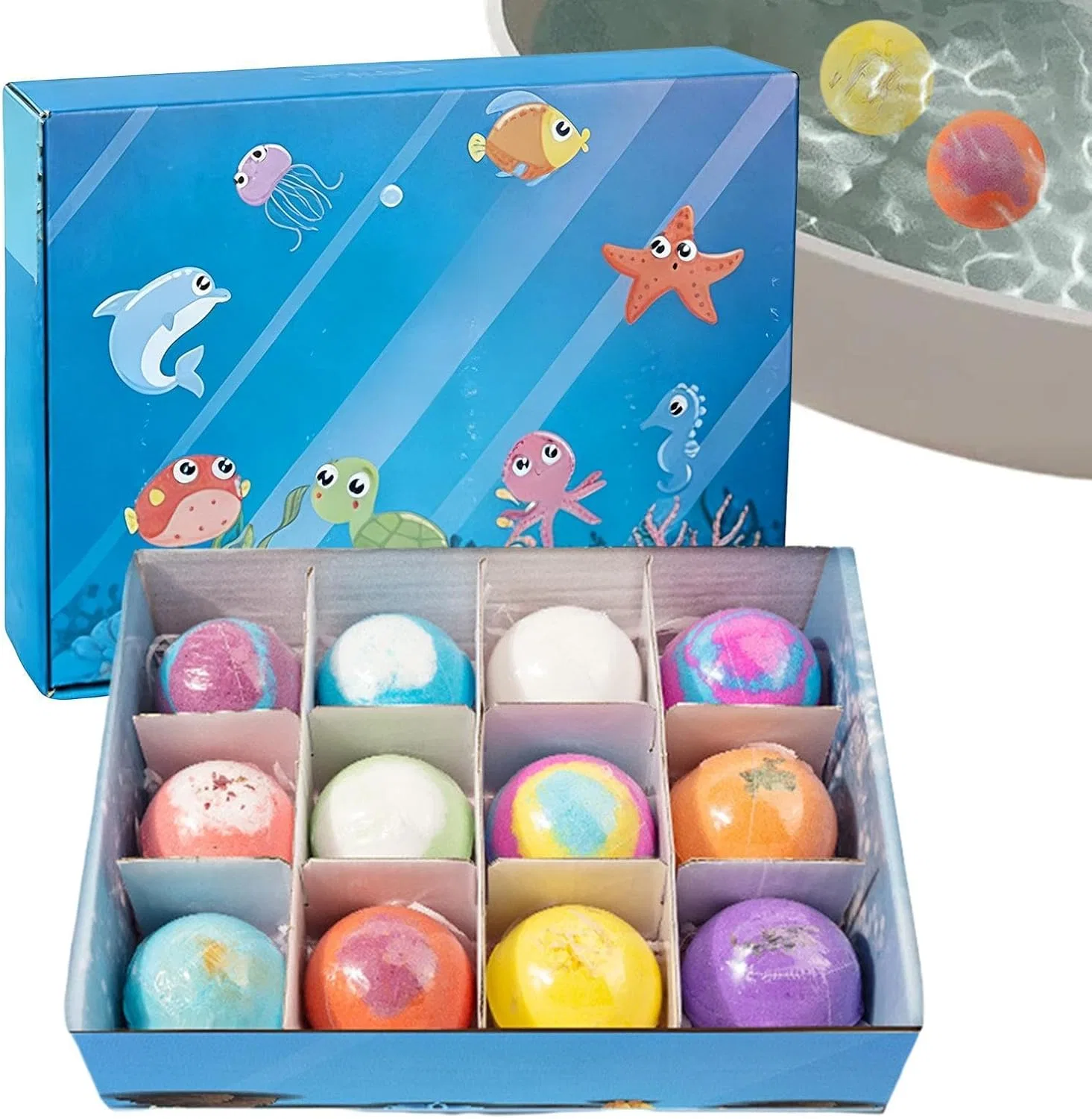 Набор бомбочек для ванны с игрушкой внутри, 12 шт, Kbnuetyg, 730 г