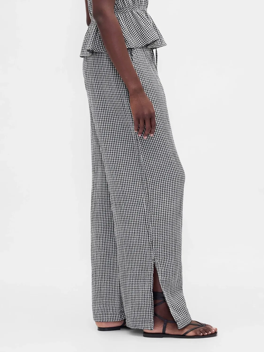 Брюки свободного кроя Gap Black Check, хлопок — фото 3