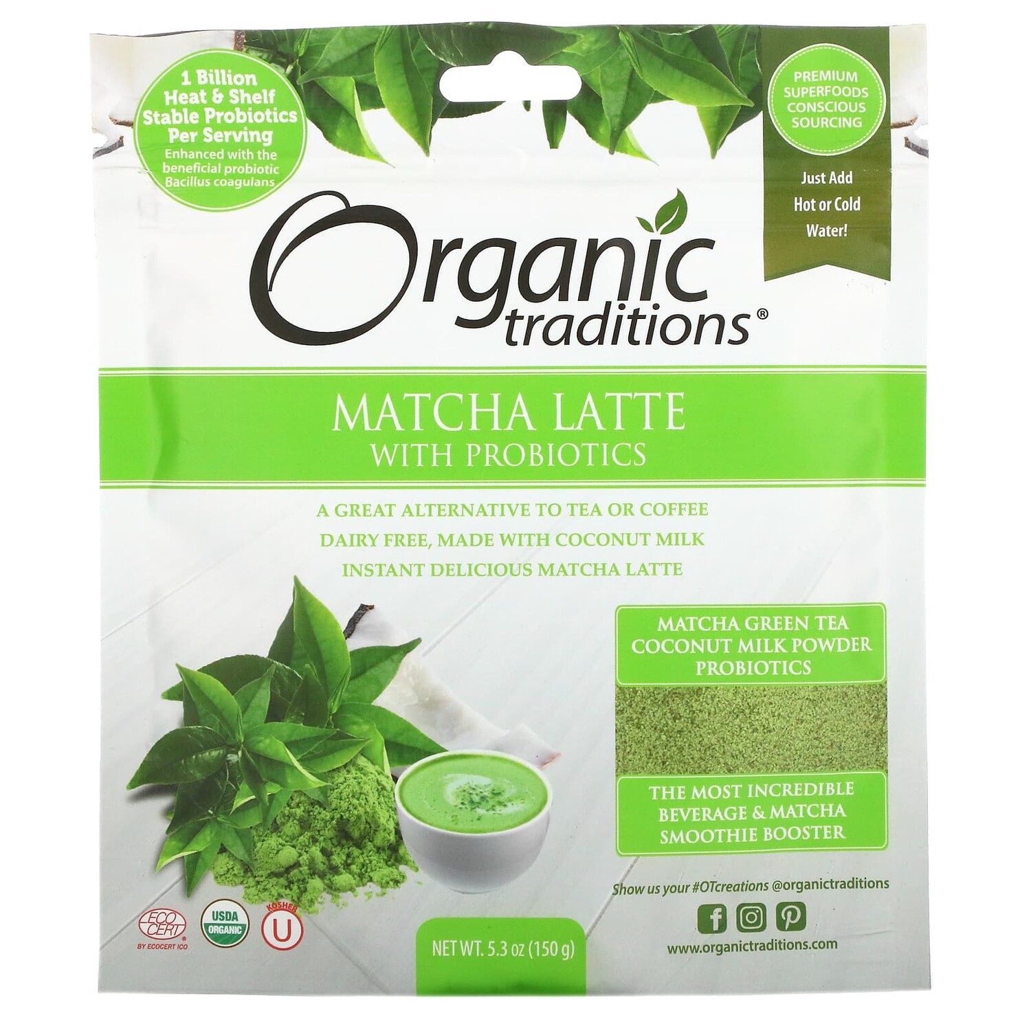 

Матча Латте Organic Traditions с пробиотиками, 150 г